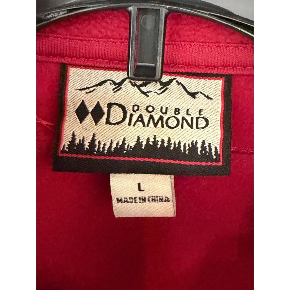 Double Diamond Womens Red Full Zip Fleece Jacket Floral Detail Size‎ L Excellent